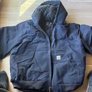 Carhartt Dark Blue Quilted Hooded Jacket